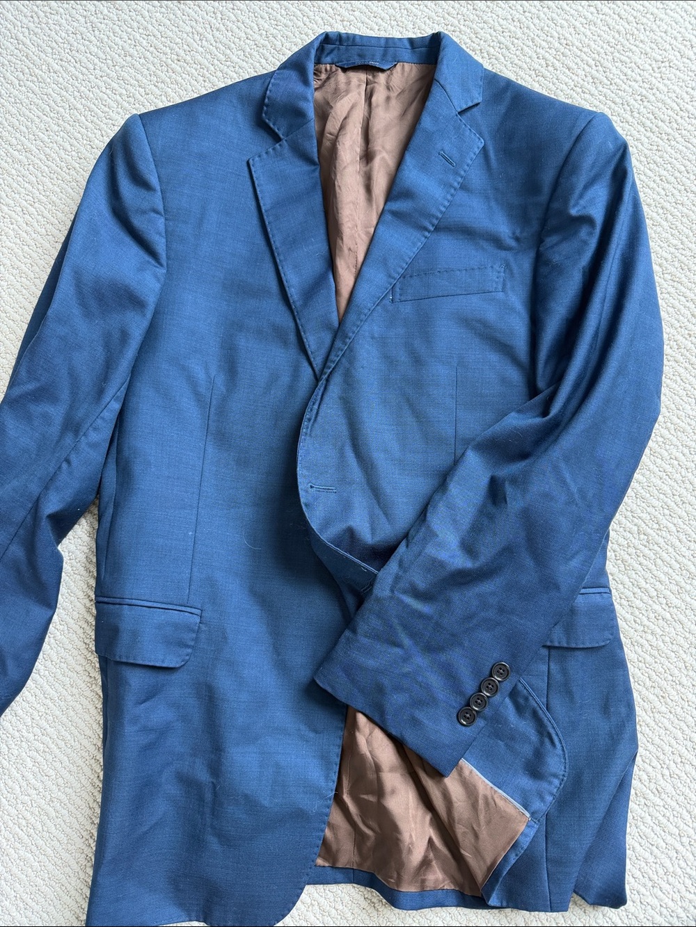 Brooks Brothers blue blazer with brown lining and gold embroidery